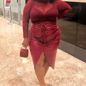 Fashion to figure Miranda Ruched Faux Leather Skirt